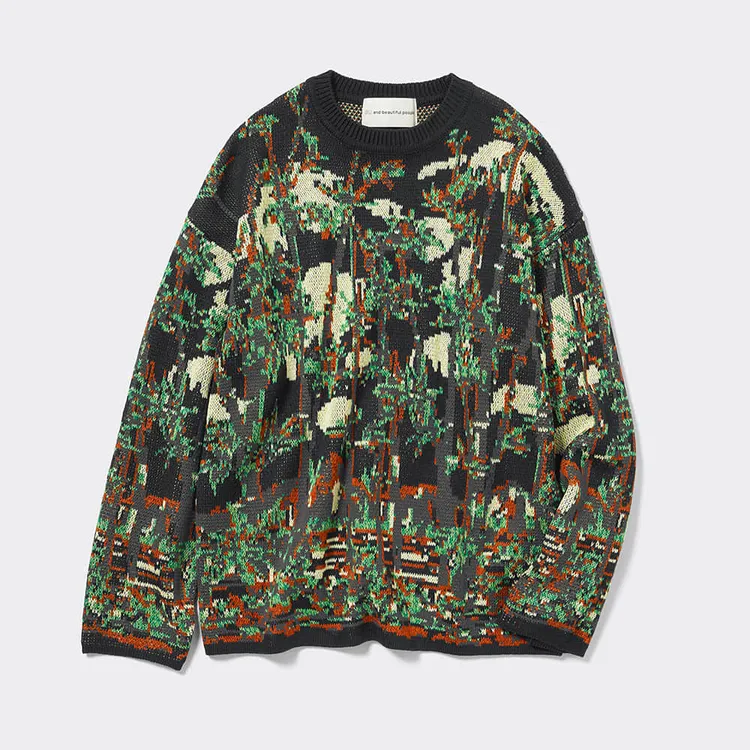 設計師熊切秀典以複雜圖騰技術為基礎的創作廣受全球好評，此款為印花針織上衣，售價1490元。業者提供