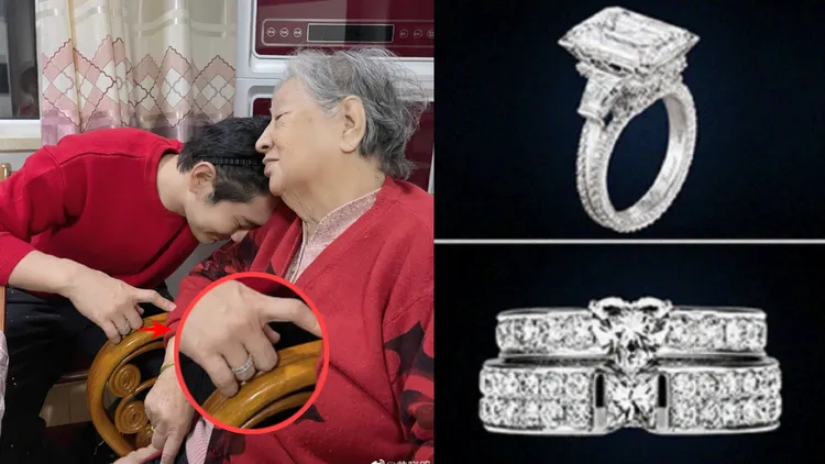 黃曉明（左）手上的戒指疑似是他和Angelababy的婚戒。翻攝黃曉明微博