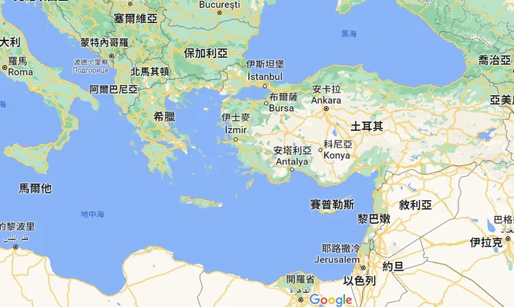 強震推移安納托利亞板塊，導致土耳其主要領土向西南移動了3公尺。翻攝Google地圖