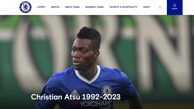 英超切爾西在官網發文哀悼阿特蘇。翻攝切爾西官網