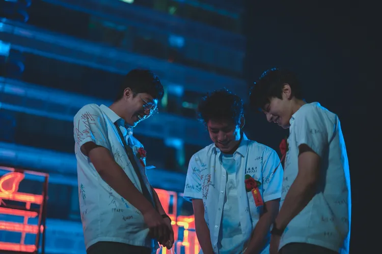 蔡凡熙（左起）、朱軒洋、宋柏緯在片中飾演同學。禾豐九路提供