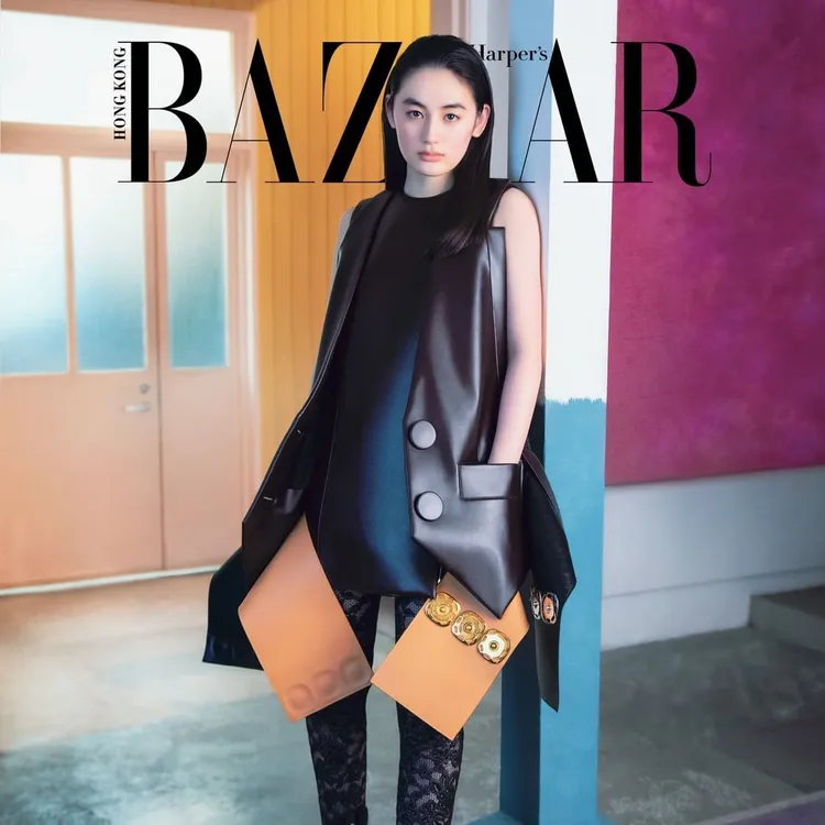 八木莉可子有著濃眉大眼和高䠷身材，個性甜美可人。翻攝harpersbazaarhk IG