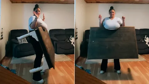 奶子大到能舉重! 她乳夾13公斤桌子晃起來震撼千萬網友