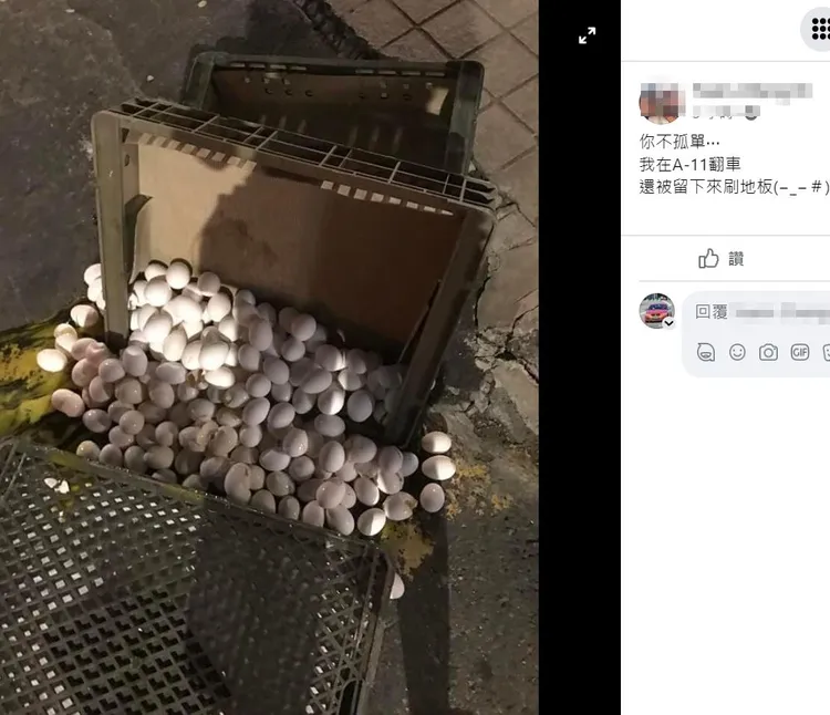 網友打翻三箱蛋，比原PO更慘烈。翻攝自臉書「爆怨公社」