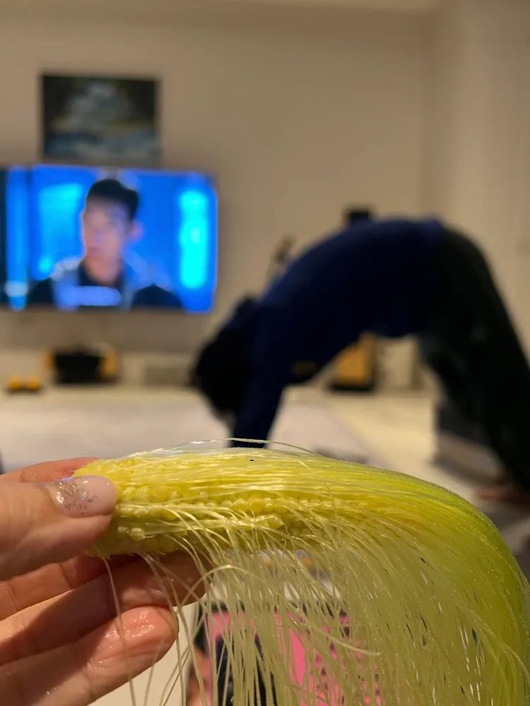 李李仁剝的玉米筍，堅持留下鬚，因為覺得這樣很漂亮。翻攝自陶晶瑩臉書
