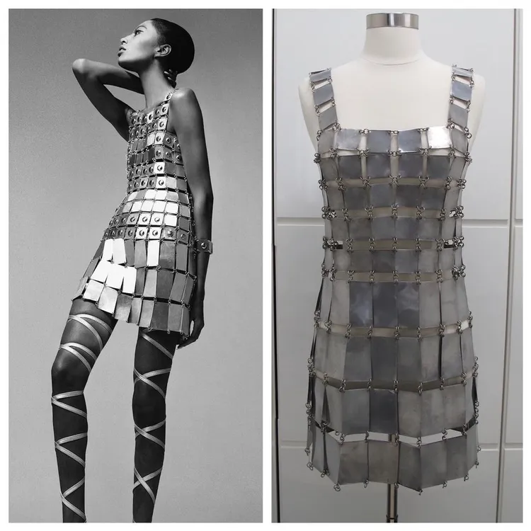 Paco Rabanne於1966年推出「以當代材料製作出12件不可穿著洋裝系列」。翻攝thedigitalarchivist IG