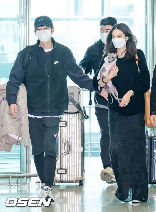 宋仲基伸手護妻。翻攝OSEN