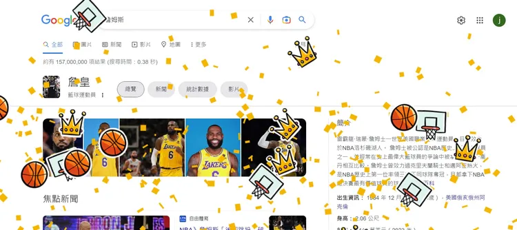 Google有彩蛋。翻攝自Google 關鍵字搜尋。