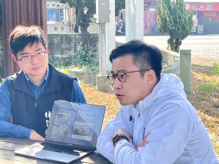 國民黨文傳會副主委林家興、南投縣議員林儒暘，呼籲鄉親勿信謠言，守護南投乾淨選風。國民黨提供