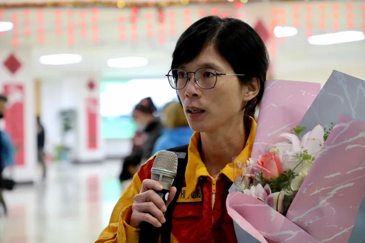 第二梯出發的護理師蔡慧卿。北榮提供