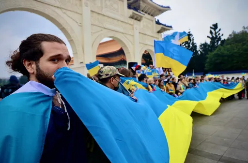 烏克蘭抗俄周年  台灣志願軍、民代頂寒風聲援力挺