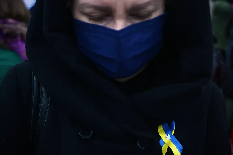 台灣烏克蘭陣線今天下午在台北自由廣場舉辦大型聲援活動。林林攝