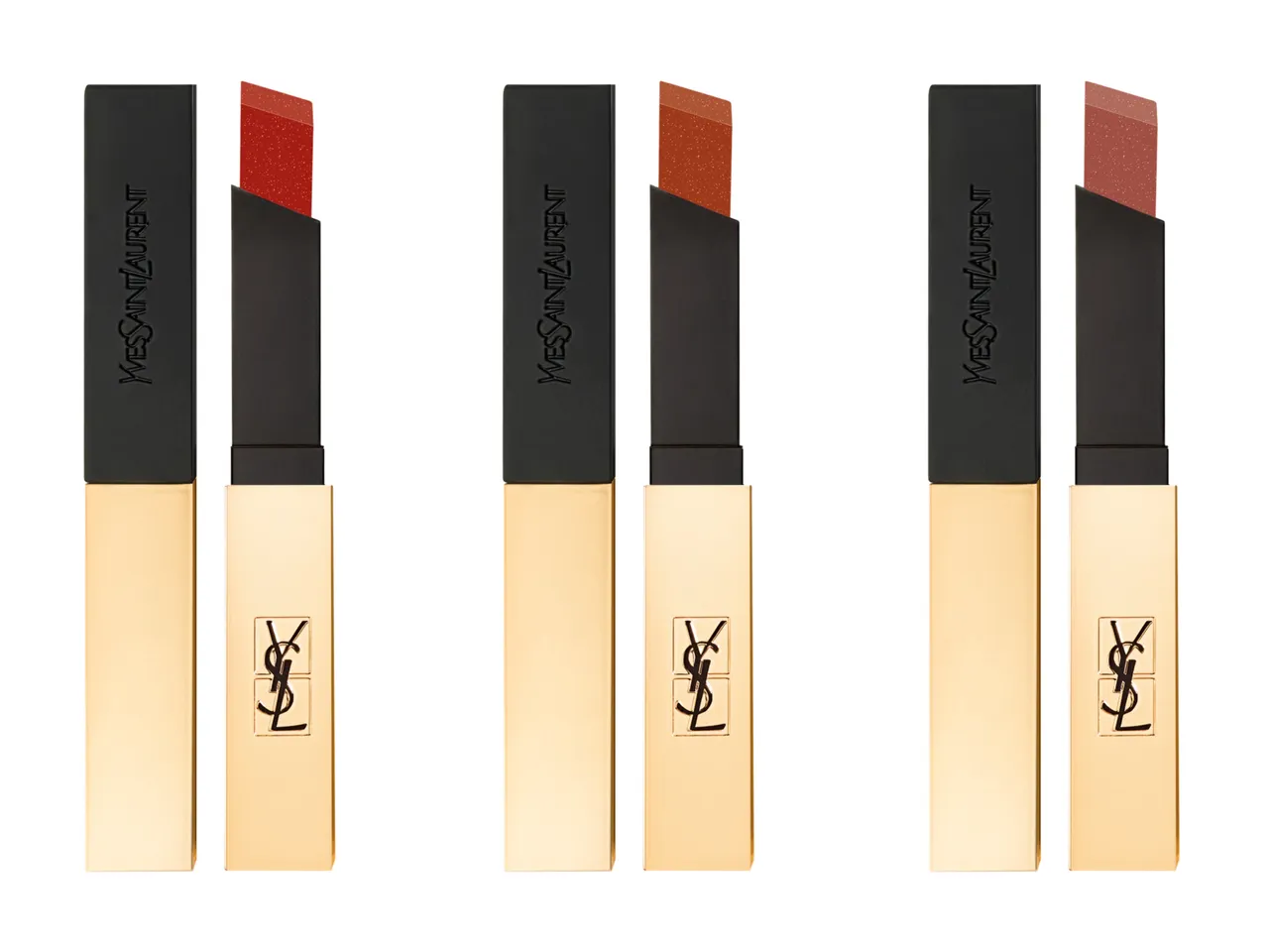 奢華緞面絲絨唇膏（左至右）#34、#35、#36，各1550元。品牌提供