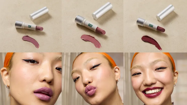 心聲絲絨唇膏3款主打色（左至右）#Speak Up玫瑰之聲、#Doing Great粉完美、#Stay Strong強韌布根地，唇膏管280元、蕊芯各700元。品牌提供