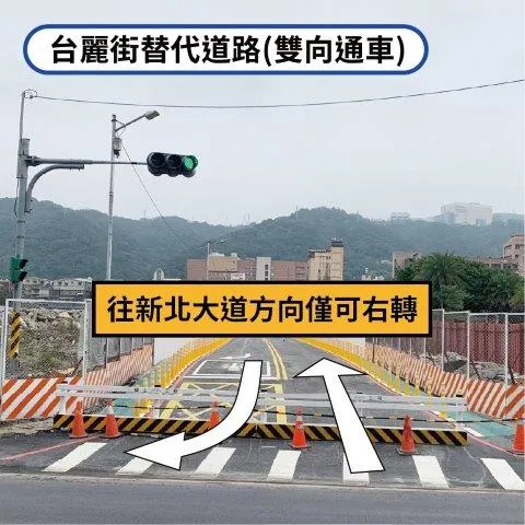 台麗街替代道路將於本月20日開放通行，一旁原有的台麗街將會同時封閉。新北市政府提供