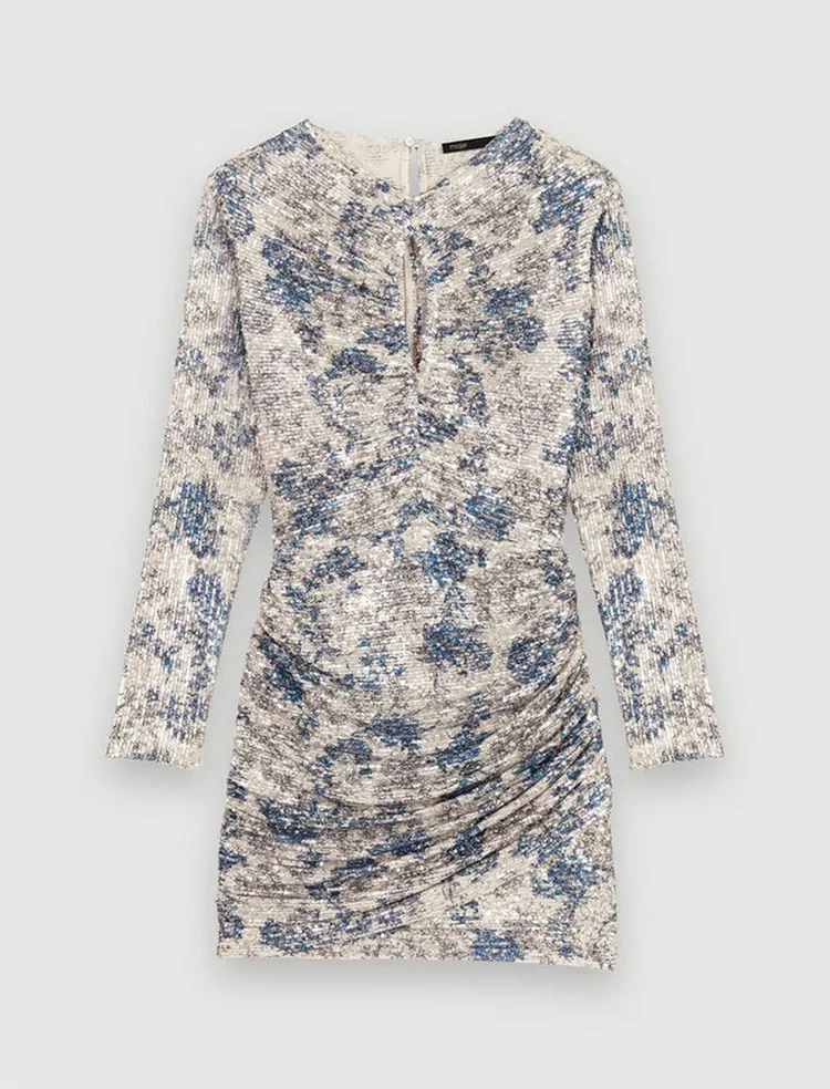 Maje亮片連身洋裝，1萬6790元。品牌提供
