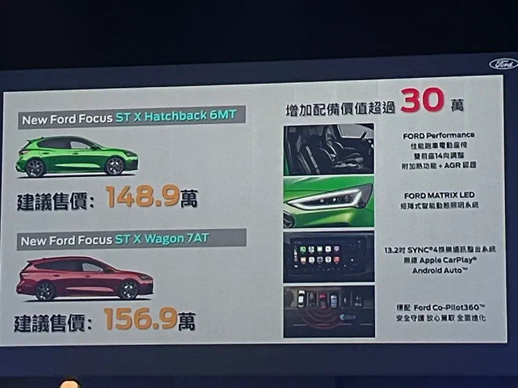 Ford Focus ST及Focus ST Wagon售價一覽表。林浩昇攝