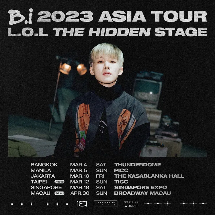 B.I今宣布亞洲巡演增加台北場次。翻攝131 Label IG
