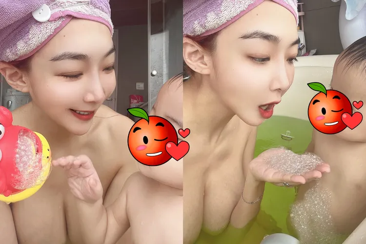 李宓與子共浴。取自李宓臉書