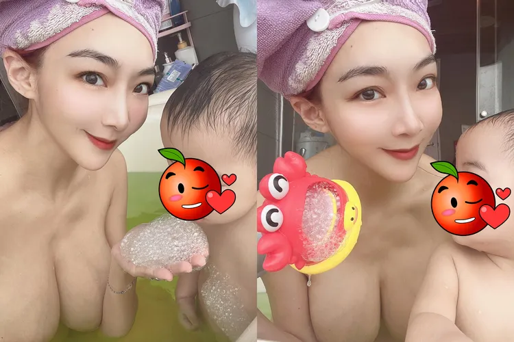 李宓與子共浴。取自李宓臉書