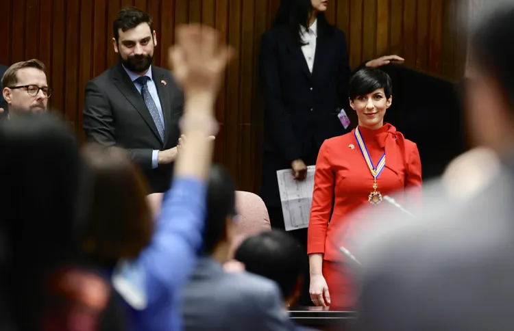 艾達莫娃今在立法院發表演說。林林攝