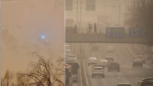 北京沙塵暴!懸浮微粒爆表 空中出現「火星同款」藍太陽