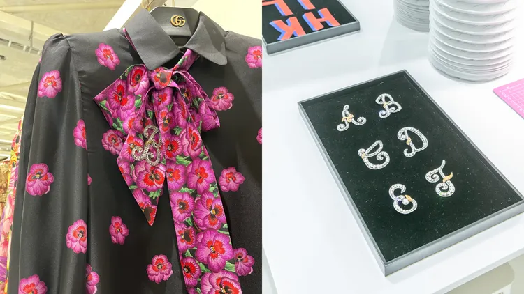 備受貴客喜愛的花卉洋裝、襯衫，也在領巾上加入了可個性化的字母貼飾細節。品牌提供、陳張眾攝