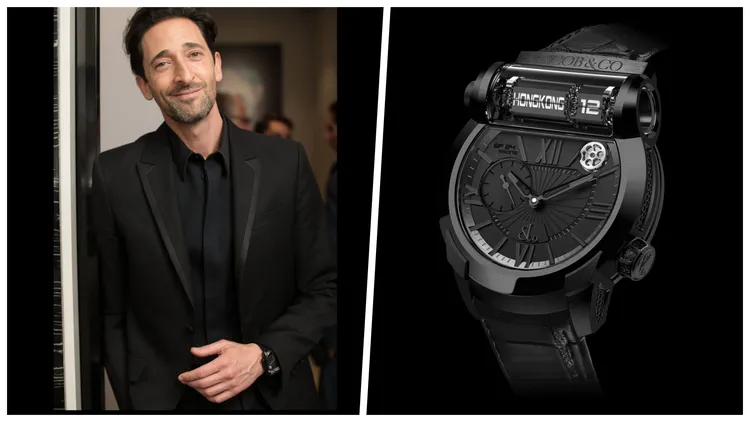 奧斯卡影帝安德林布洛迪（Adrien Brody）擁有JACOB & CO.黑色PVD鈦金屬Epic SF 24腕錶。翻攝jacobandco IG