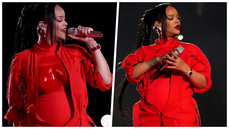 天后蕾哈娜在2月登場的2023超級盃中場秀開唱時，手腕上即佩戴JACOB & CO.紅豔照人的紅色鑽錶。翻攝jacobandco IG