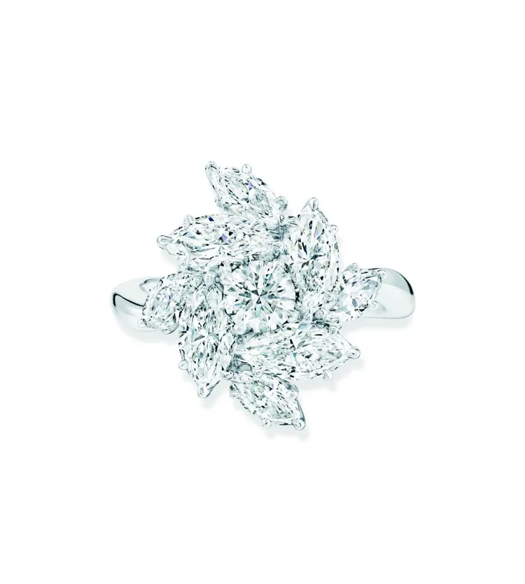 妮可基嫚配搭的海瑞溫斯頓Pirouette系列鑽石戒指。品牌提供