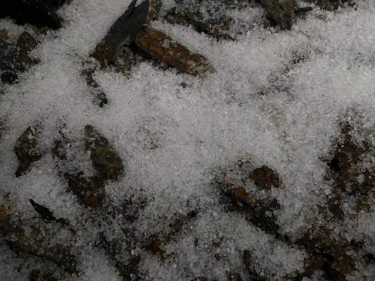 排雲山莊今天先下冰霰再降雪。翻攝玉管處臉書