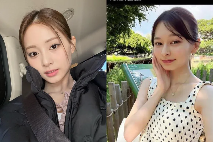 網友在IG上看到日本網紅miu（右）的照片，直呼長得很像韓團TWICE台灣團員周子瑜（左）。左翻攝《tzuyubestgirl》的IG、右翻攝《Dcard》論壇