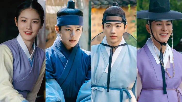 辛叡恩（左起）、厲雲、姜勳、鄭乾柱主演《花書生熱戀史》。friDay影音提供