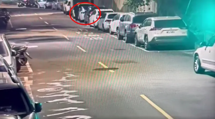 林男隨機拉動臨停轎車的車門。翻攝畫面