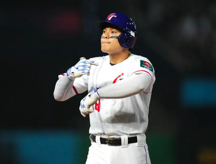 中華隊選手張育成打回第1分。 悍創提供