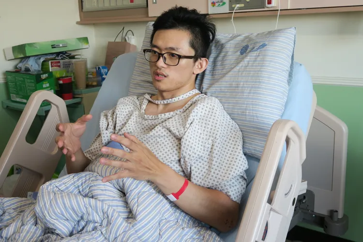 李政錡經手術挽回一命，體態已經明顯消瘦。彰化醫院提供