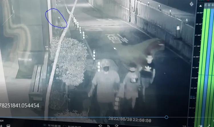 去年6月，飼主帶飼犬外出散步時，後方比特犬突然衝出咬傷其飼犬。翻攝畫面