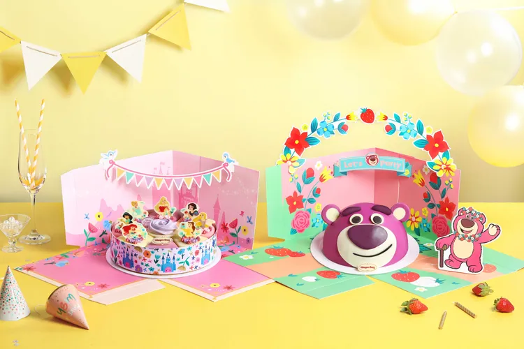 哈根達斯Häagen-Dazs帶來全新迪士尼公主系列、熊抱哥造型冰淇淋蛋糕派對組，萌到捨不得吃。業者提供