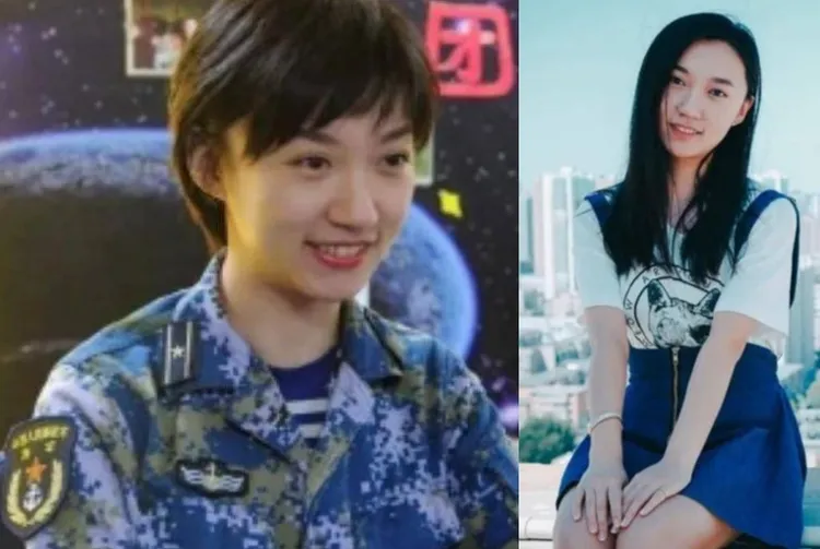 中國解放軍遼寧艦美女少校朱悅萌光速當上「人民代表」，被視為「樣板」軍官。翻攝微博/朱悅萌