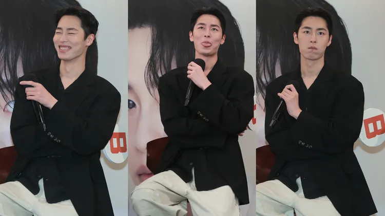 李宰旭記者會上表情豐富。彭欣偉攝