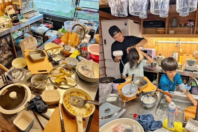 宥勝終於體會老婆平常家務繁忙的心情。翻攝宥勝臉書