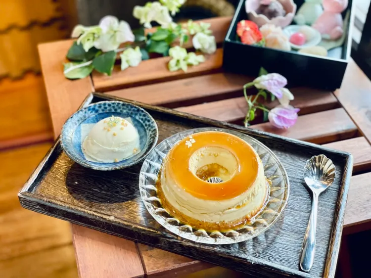 限量供應的昭和風情布丁蛋糕以三盆糖為食材，口感紮實又軟綿，充滿焦糖香氣。曾仲葳攝