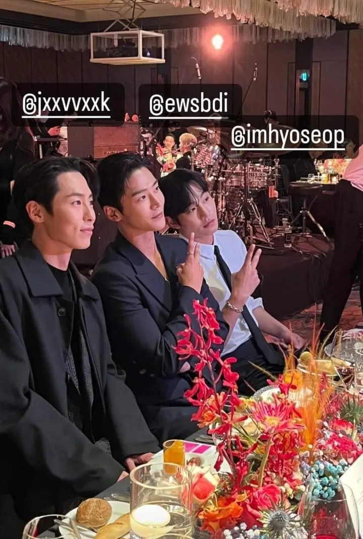 李宰旭（左起）、路雲、安孝燮曾一起出席時尚慈善活動，3帥同框電暈許多網友。翻攝W Korea IG