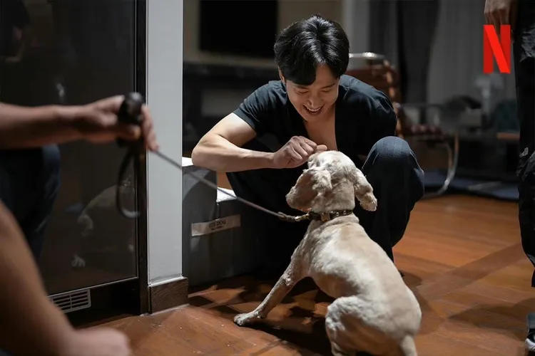 朴成勳在《黑暗榮耀2》飾演富家子全宰寯，劇中養了一隻可愛的毛小孩。Netflix