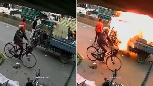 驚悚影片|在鞭炮車周圍放鞭炮 全部引燃!大爆炸四射殺人了