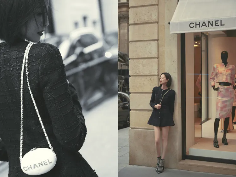 張鈞甯在巴黎大秀纖細美腿，浪漫氛圍十足的畫面，更讓人猜想下1秒或許會有什麼樣的浪漫邂逅發生。翻攝張鈞甯工作室微博