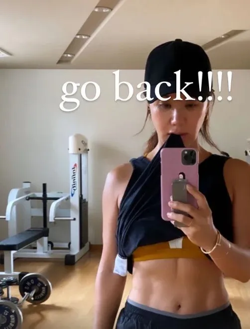 嚴正花激勵自己要回到過去身材，說到做到。翻攝嚴正花IG