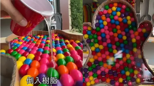 纸板先别扔!他用泡泡糖做成「彩色人」 小朋友一定会尖叫