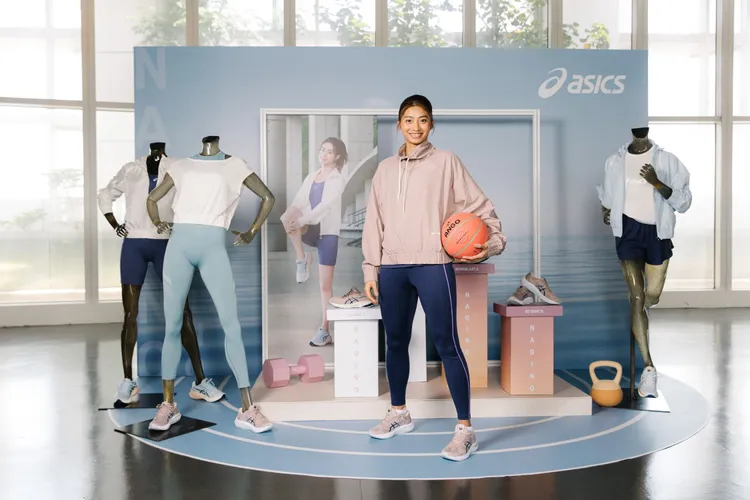 Team ASICS籃球選手徐玉蓮首度穿著有別於籃球服的Nagino系列運動服飾露面，期待展現更成熟突破的球風。品牌提供