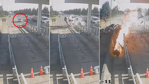 驚人影片｜轎車「時速200公里撞收費站」炸裂燃燒　21歲學生拋飛慘死